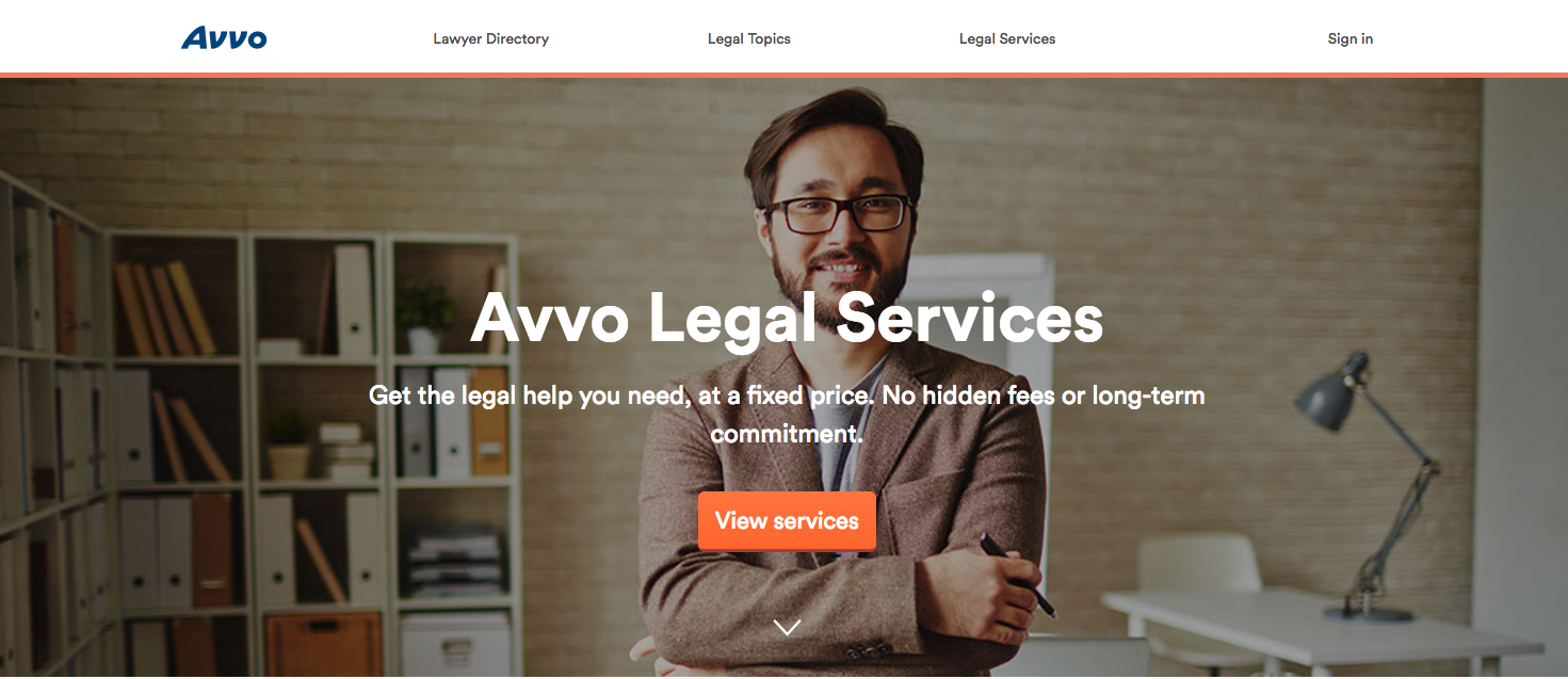 Avvo Legal Services Homepage