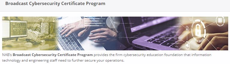 NAB Cybersecurity Certificate Program For Broadcasters